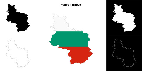 Obraz premium Veliko Tarnovo province outline map set