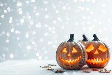 Realistic photograph of a complete Halloween banners,solid stark white background, focused lighting
