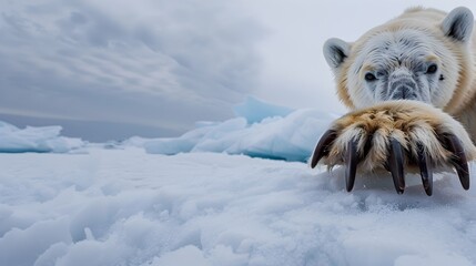 Polar Bears Pristine Paw A Glimpse into the Life of the Arctics Majestic Predator Generative ai