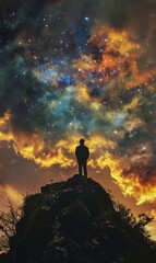 Fototapeta premium Abstract Galaxy-Themed Landscape,Photorealistic HD