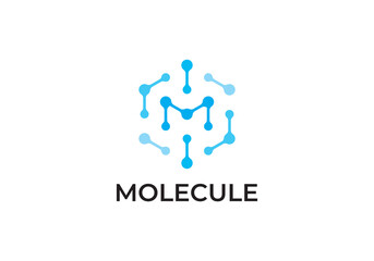 letter M with molecule logo. monogram connection technology icon design vector