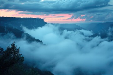 Obraz premium A scenic view of a valley with a majestic mountain in the background. Suitable for nature and travel concepts