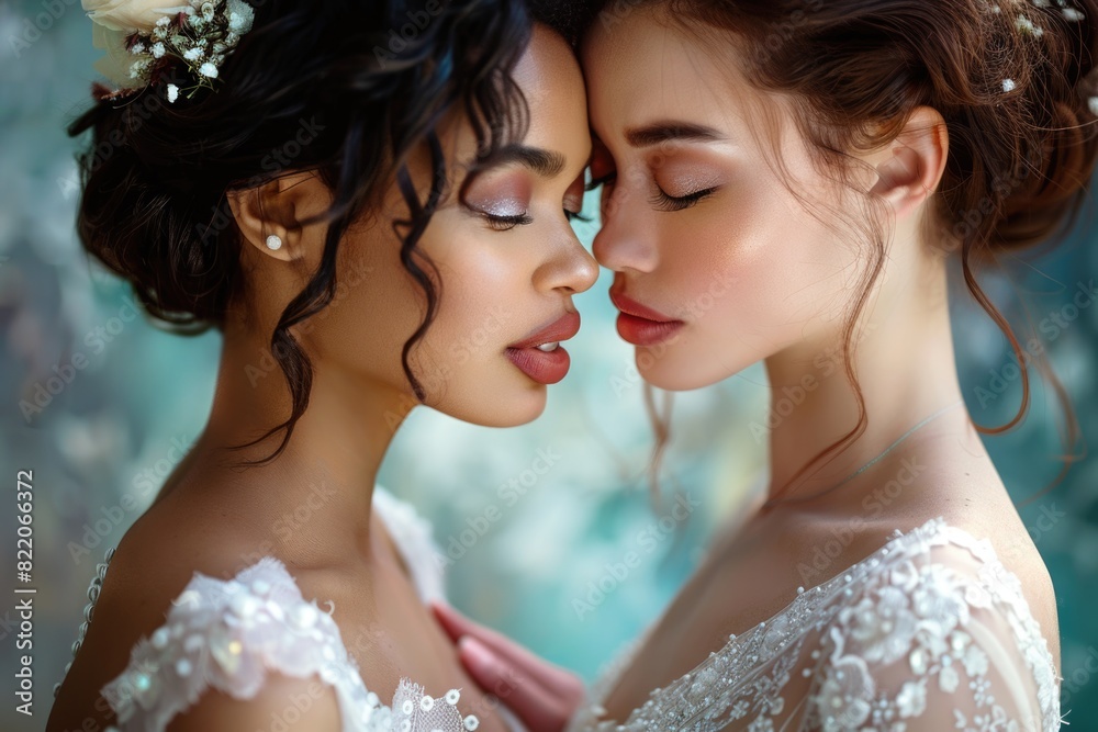 Poster image of two women standing side by side. can be used for diversity and friendship concepts