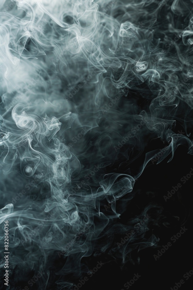 Poster close up view of smoke on a black background, suitable for various design projects