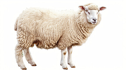 Cute sheep isolated on white. Farm animal