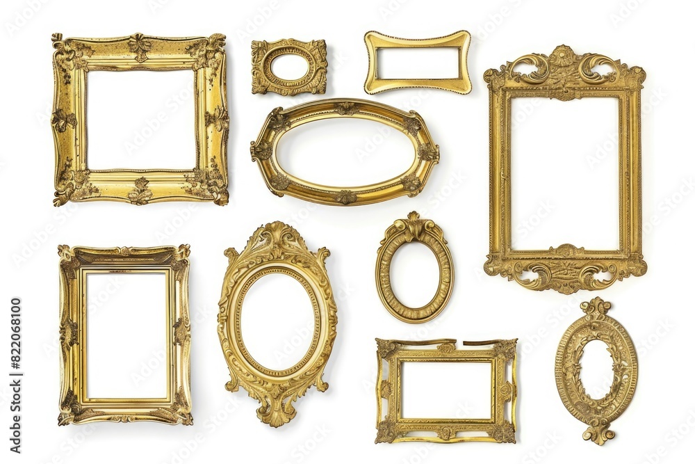 Aufkleber a collection of ornate gold frames on a white background. perfect for adding a touch of elegance to 