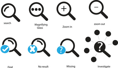 Search job vacancy icon in transparent style. Loupe career vector illustration on isolated background. Find people employer business concept with transparent background.