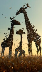 Abstract Savanna With Stylized Animals,Photorealistic HD