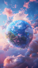 Fototapeta premium A ball of plants floats in the sky