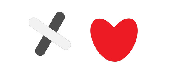 patch and red heart on transparent background ,