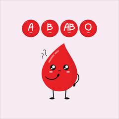 Cute funny blood drop. Vector illustration design flat line cartoon kawaii character illustration icon. Eps 10.