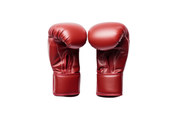 Crimson Warriors: The Red Gloves of Battle on a Clear PNG or White Background.