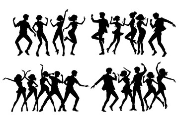 set of shadow dancing people