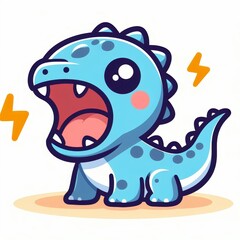 Fototapeta premium A cartoon dinosaur with a mouth wide open and teeth showing