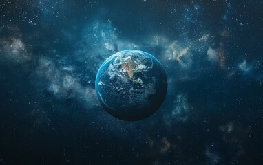 Obraz premium A stunning image of Planet Earth surrounded by the twinkling stars of the cosmos and cosmic clouds