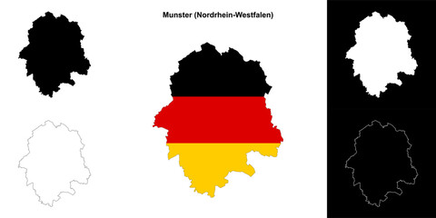 Munster (Nordrhein-Westfalen) blank outline map set