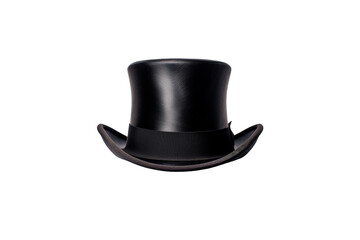 The Enigmatic Elegance of a Black Top Hat on a Clear PNG or White Background.