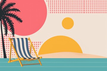 Abstract minimalist summer horizontal banner. Geometric Summertime vacation party graphic design. Modern trendy tropical minimalist seasonal artwork