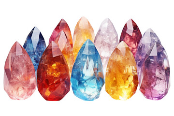 Fototapeta premium Vibrant Rainbow of Stones on a Clear PNG or White Background.