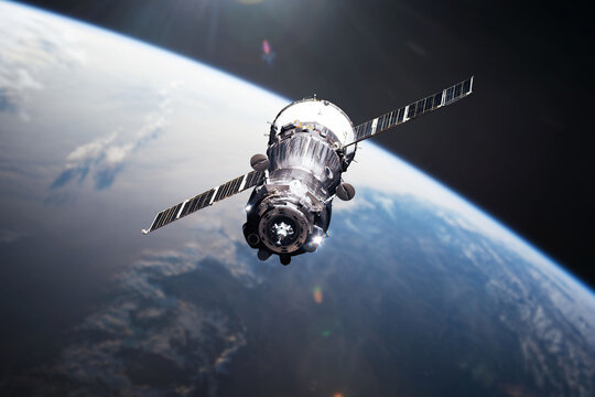 Planet Earth. Spacecraft launch into space. Elements of this image furnished by NASA.