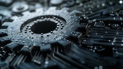 Fototapeta premium A closeup of a gear with lines of digital code etched onto its surface representing the technological aspect of a crypto exchange.