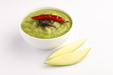 Raw mago Pudina or mint chutney, popular in Maharshtra Gujrat and northIndia, made during Summer