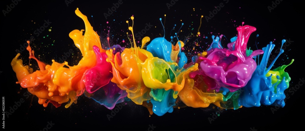 Poster abstract colorful art liquid floating colors splashes background banner - colorful acrylic paint spl