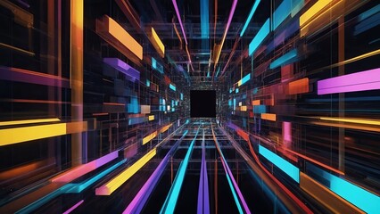 Fototapeta premium Digital pixelated or bit patterns symbolizing data and communication.