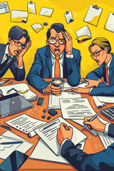 Frustrated Businesspeople Struggling with Unproductive Meeting and Failed Project