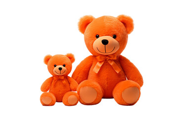 Fototapeta premium The Dynamic Duo: Big and Small Teddy Bears on a Clear PNG or White Background.