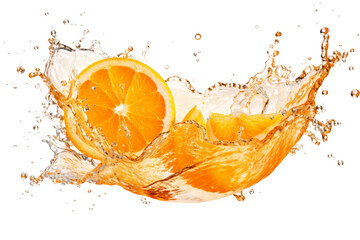 The Dance of Citrus and Water on a Clear PNG or White Background.
