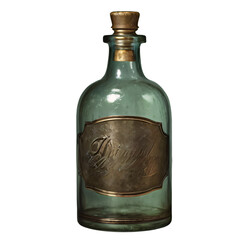 old antique  wine bottle in transparent PNG background