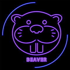 beaver neon sign, modern glowing banner design, colorful modern design trend on black background. Vector illustration.