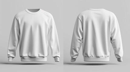 Clean white sweater, front and back view, high resolution.