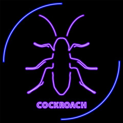 cockroach neon sign, modern glowing banner design, colorful modern design trend on black background. Vector illustration.