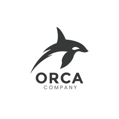 Killer Whale Logo with Bubbles. Wild Ocean Orca