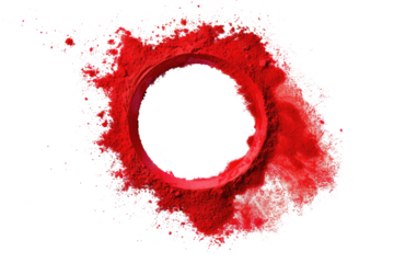 red pulver circle with copy space isolated on white or transparent png