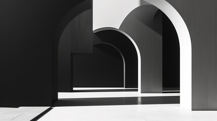 Sleek Minimalistic Abstract Architecture Wallpaper, Black and White