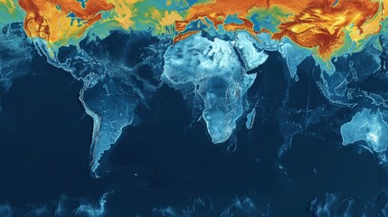 A series of satellite images showing changes in sea surface temperatures over time, used by scientists to monitor climate change and its impact on marine ecosystems.