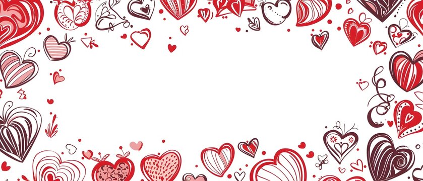 Doodle Border Design with Blank Space for Valentine s Day Greeting Card or Background