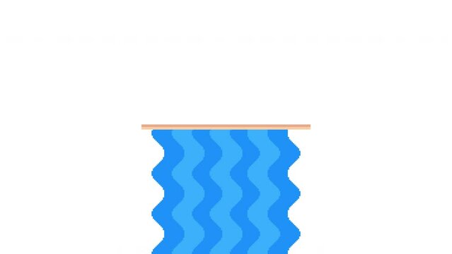Pixel art animation motion graphics of an eye blinking and crying with flowing tears.