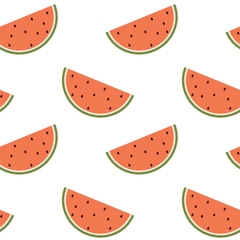Summer seamless pattern with watermelon on a white background. Summer background. Design for textiles, wrapping paper, notebooks, notepad.