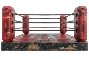 boxing ring isolated on transparent background ,boxing arena PNG ,Generative AI