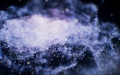 Fantastic dense flowing particles background, 3d rendering.
