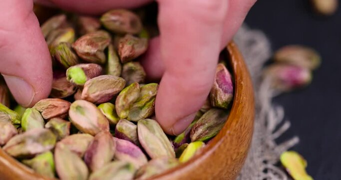 peeled dried pistachio nuts with salt, delicious salted green pistachios without shells