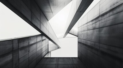 Obraz premium Sleek Minimalistic Abstract Architecture Wallpaper, Black and White