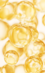 Golden liquid oil bubble background, 3d rendering.
