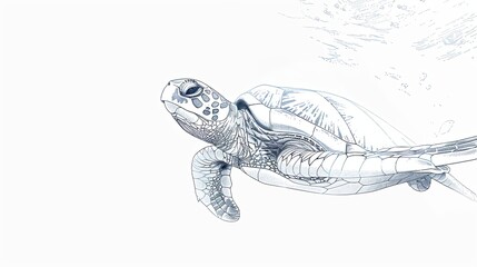 Fototapeta premium A creative illustration of a sea turtle with fluid line art, suggesting the gentle flow of the ocean's current