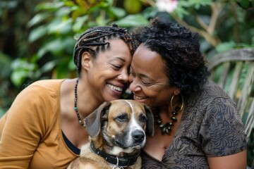 Celebrating Togetherness: Two African American Women with a Special Needs Dog