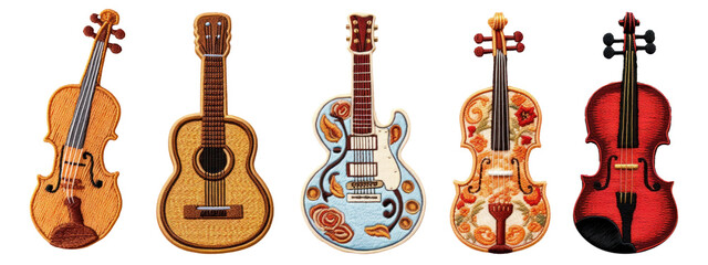 Music instrument embroidering png on transparent background